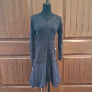 MiXT By Heidi Weisel Gray Sweater Dress With Skirt. Size L